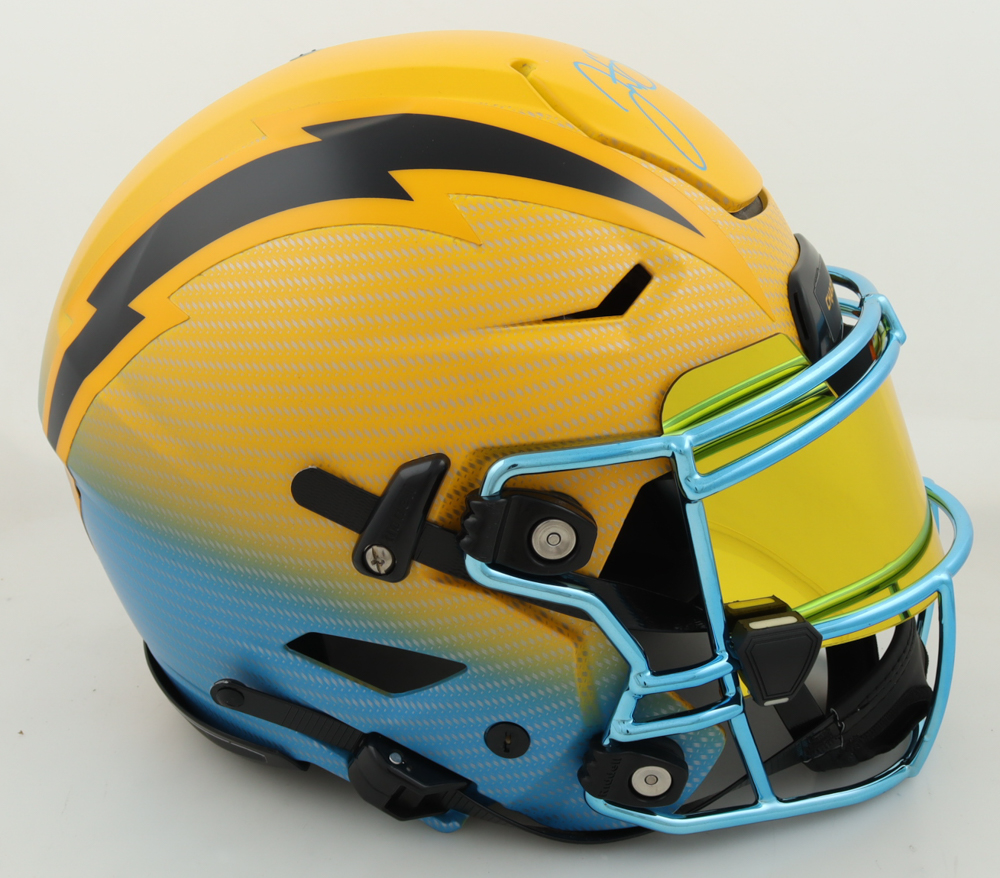Justin Herbert Signed Chargers Full-Size Authentic On-Field Hydro-Dipped Speedflex Helmet With Visor (Beckett) at PristineAuction.com Justin Herbert Signed Chargers Full-Size Authentic On-Field Hydro-Dipped Speedflex Helmet With Visor (Beckett) at PristineAuction.com