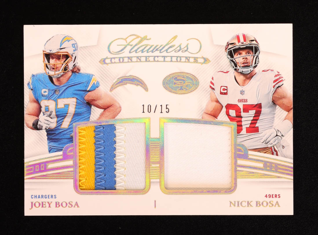 Joey Bosa/Nick Bosa 2022 Panini Flawless Flawless Connections Jerseys #10 #10/15 at PristineAuction.com Joey Bosa/Nick Bosa 2022 Panini Flawless Flawless Connections Jerseys #10 #10/15 at PristineAuction.com