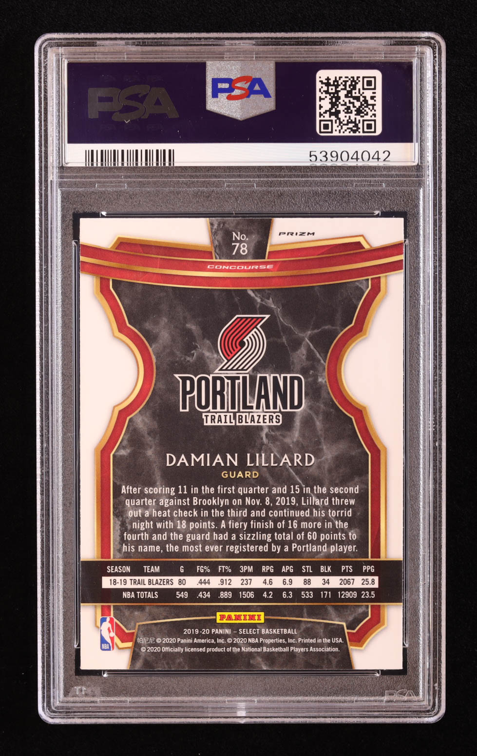Damian Lillard 2019 Select Gold Wave #78 (PSA 10) at PristineAuction.com Damian Lillard 2019 Select Gold Wave #78 (PSA 10) at PristineAuction.com