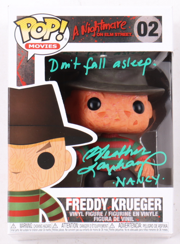 Heather Langenkamp Signed "A Nightmare on Elm Street" #02 Freddy Krueger Funko Pop! Vinyl Figure Inscribed "Nancy" & "Don't Fall Asleep." (JSA) at PristineAuction.com Heather Langenkamp Signed "A Nightmare on Elm Street" #02 Freddy Krueger Funko Pop! Vinyl Figure Inscribed "Nancy" & "Don't Fall Asleep." (JSA) at PristineAuction.com