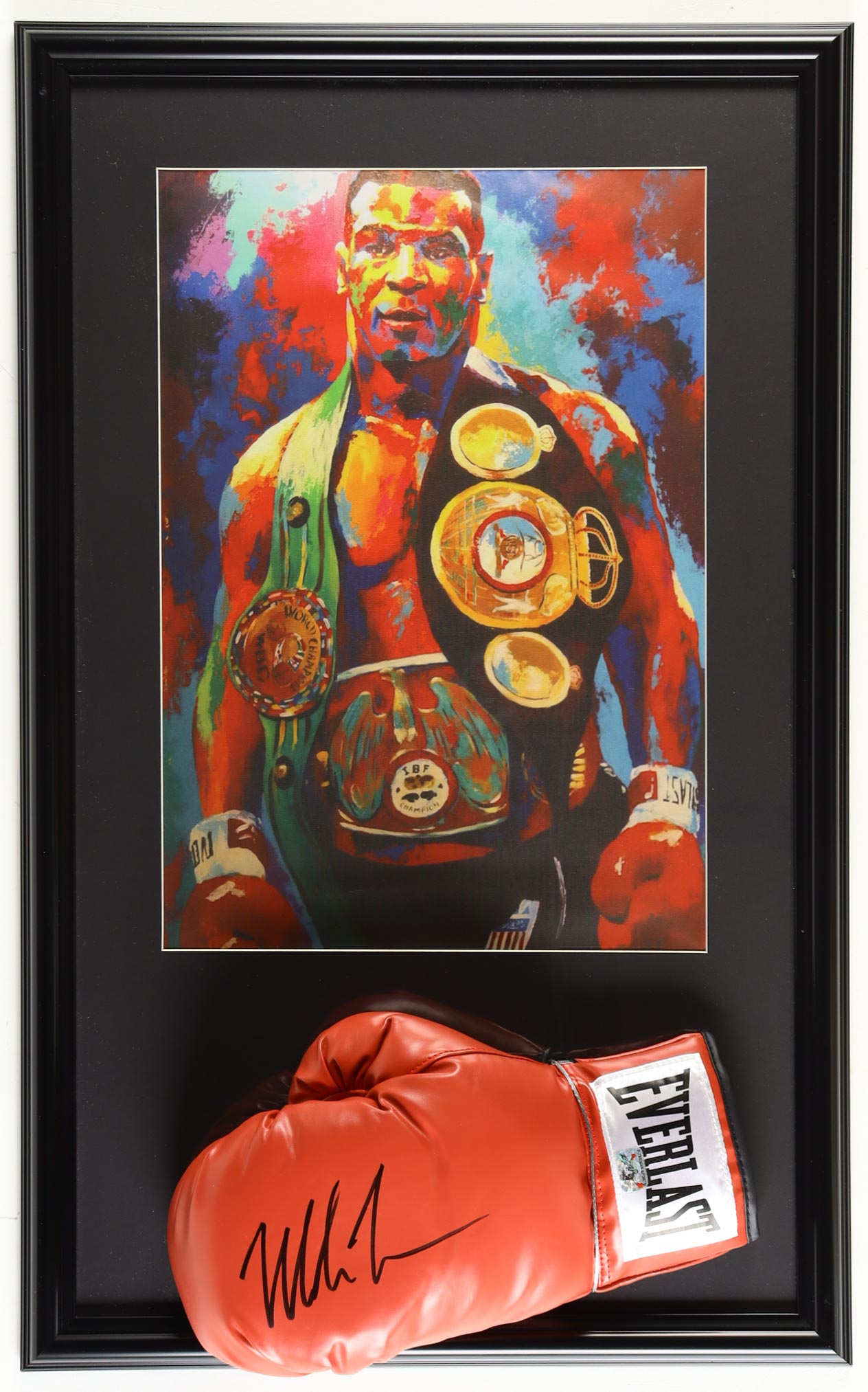 Mike Tyson Signed Custom Framed Everlast Boxing Glove Display with Print (Tyson) at PristineAuction.com Mike Tyson Signed Custom Framed Everlast Boxing Glove Display with Print (Tyson) at PristineAuction.com