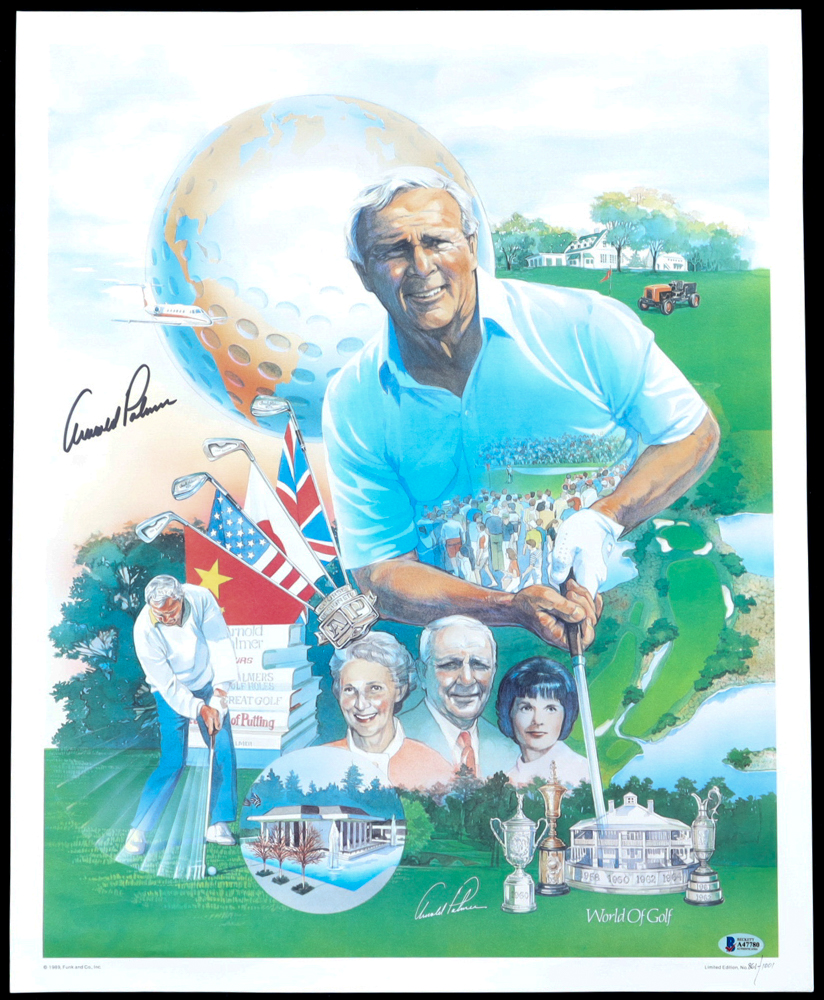 Arnold Palmer Signed "World of Golf" 17.5x21.5 Lithograph (Beckett) at PristineAuction.com Arnold Palmer Signed "World of Golf" 17.5x21.5 Lithograph (Beckett) at PristineAuction.com