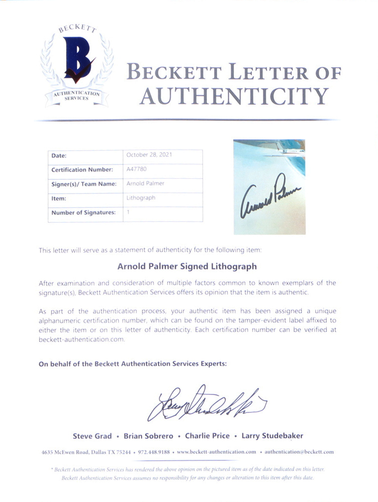 Arnold Palmer Signed "World of Golf" 17.5x21.5 Lithograph (Beckett) at PristineAuction.com Arnold Palmer Signed "World of Golf" 17.5x21.5 Lithograph (Beckett) at PristineAuction.com