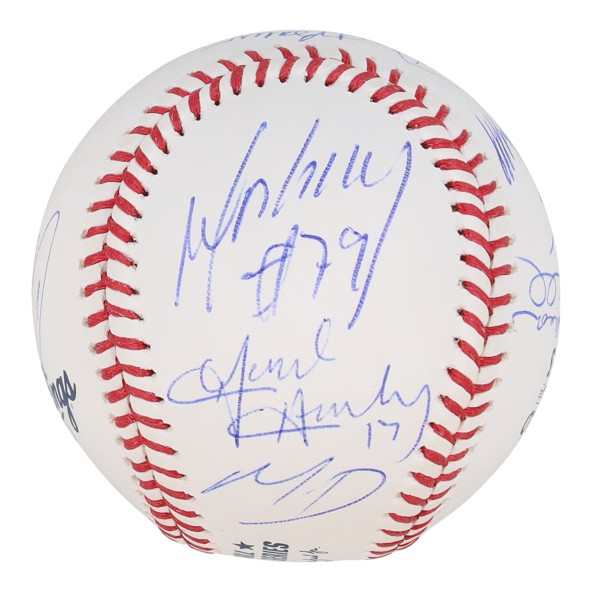 2022 World Series Baseball Signed by (13) with Reggie Jackson, Jeff Bagwell, Dusty Baker, Ryne Stanek (JSA) at PristineAuction.com 2022 World Series Baseball Signed by (13) with Reggie Jackson, Jeff Bagwell, Dusty Baker, Ryne Stanek (JSA) at PristineAuction.com