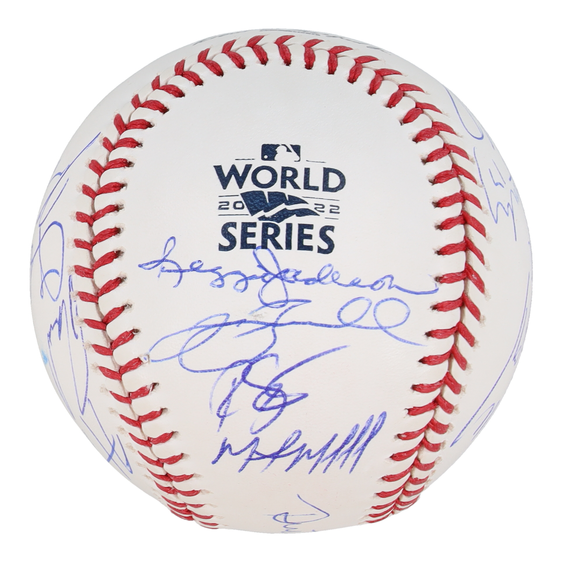 2022 World Series Baseball Signed by (13) with Reggie Jackson, Jeff Bagwell, Dusty Baker, Ryne Stanek (JSA) at PristineAuction.com 2022 World Series Baseball Signed by (13) with Reggie Jackson, Jeff Bagwell, Dusty Baker, Ryne Stanek (JSA) at PristineAuction.com