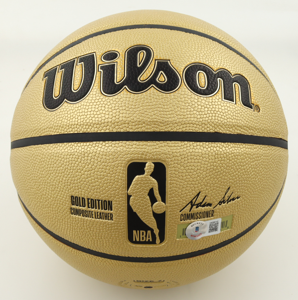 Larry Bird Signed Gold NBA Basketball With Display Stand (Beckett) at PristineAuction.com Larry Bird Signed Gold NBA Basketball With Display Stand (Beckett) at PristineAuction.com