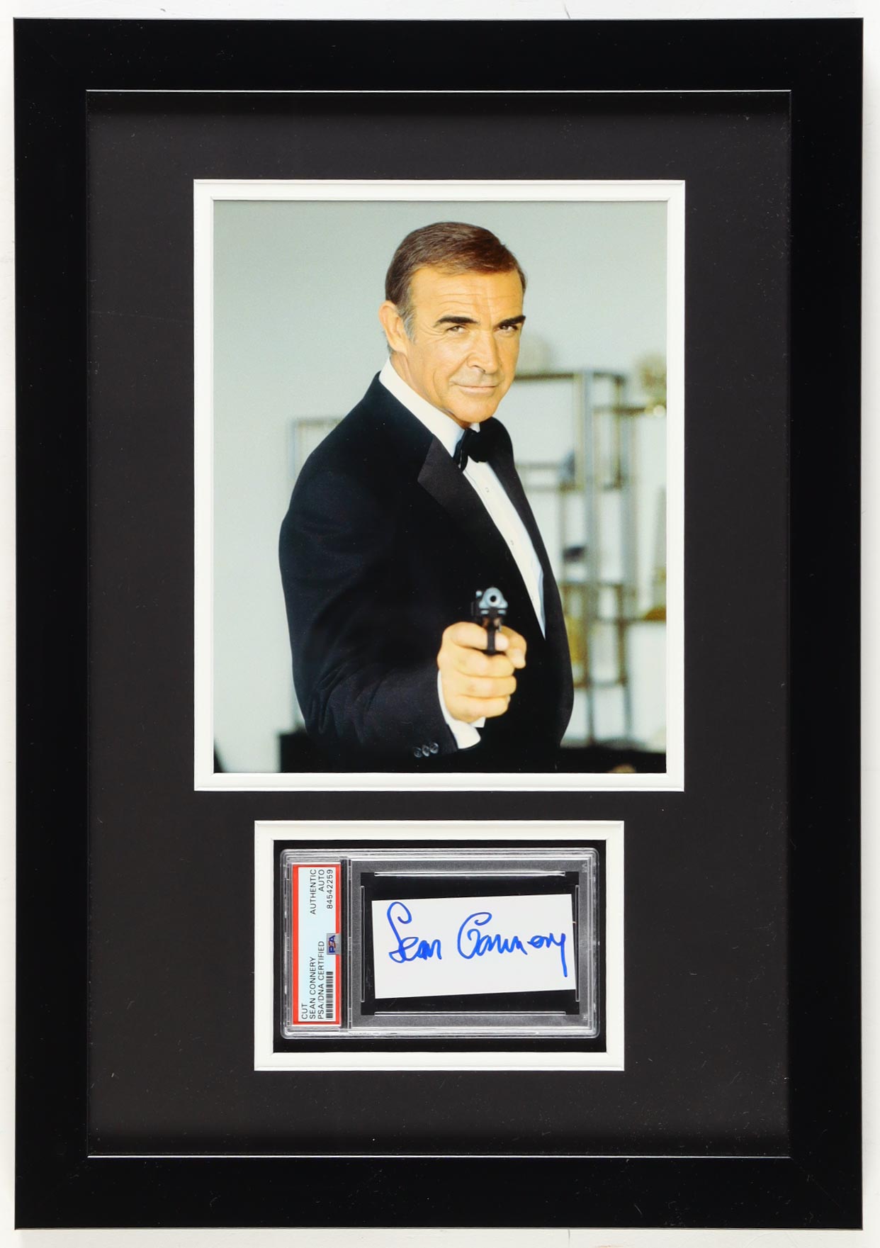 Sean Connery Signed "James Bond" Custom Framed Cut Display (PSA) at PristineAuction.com Sean Connery Signed "James Bond" Custom Framed Cut Display (PSA) at PristineAuction.com