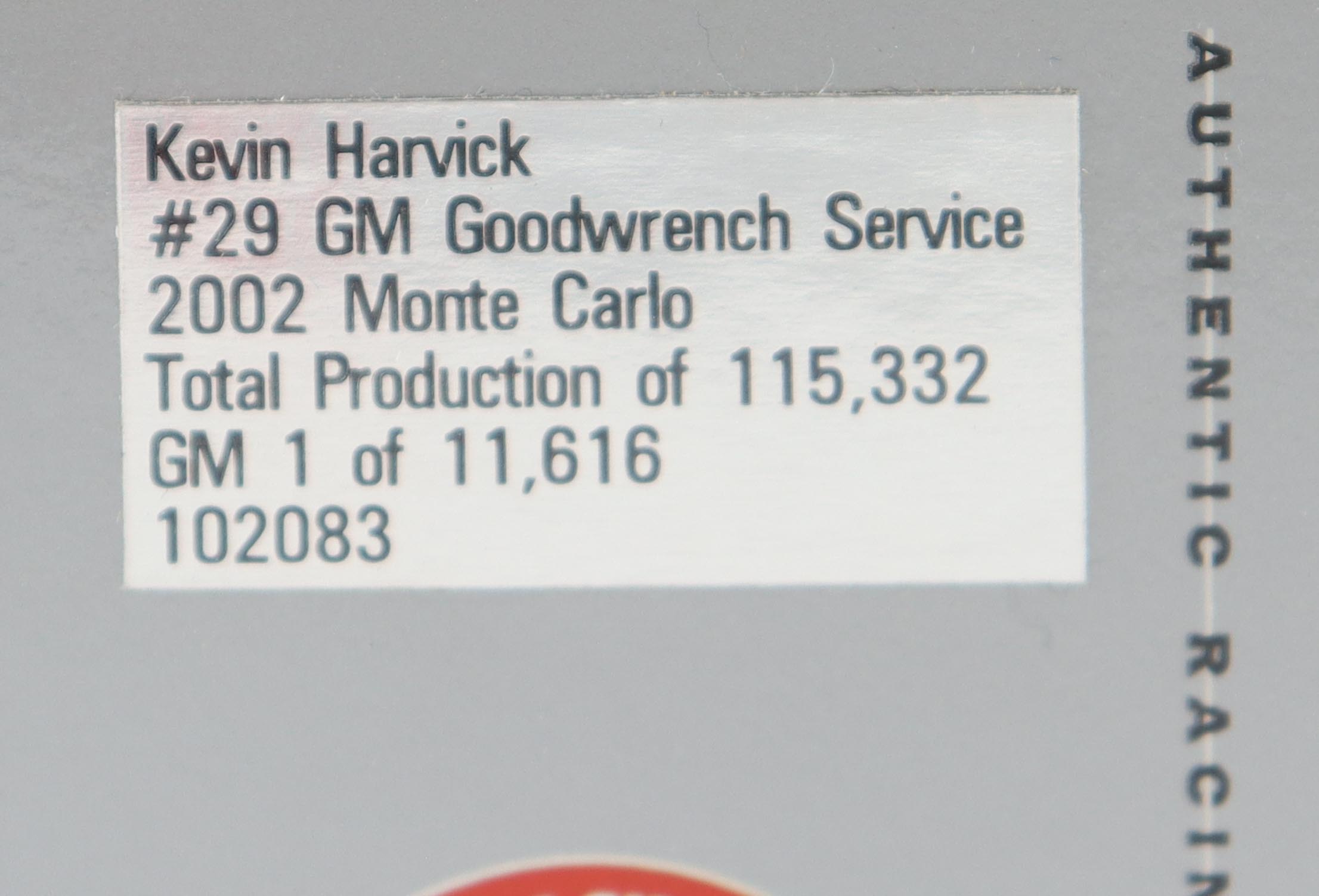 Kevin Harvick Signed LE NASCAR #29 GM Goodwrench Service 2002 Monte Carlo 1:24 Scale Diecast Car (JSA) at PristineAuction.com Kevin Harvick Signed LE NASCAR #29 GM Goodwrench Service 2002 Monte Carlo 1:24 Scale Diecast Car (JSA) at PristineAuction.com
