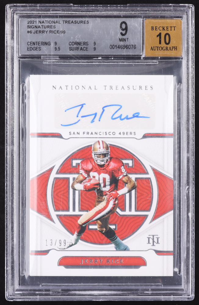 Jerry Rice 2021 National Treasures Signatures #6 #13/99 (BGS 9 | Auto 10) at PristineAuction.com Jerry Rice 2021 National Treasures Signatures #6 #13/99 (BGS 9 | Auto 10) at PristineAuction.com
