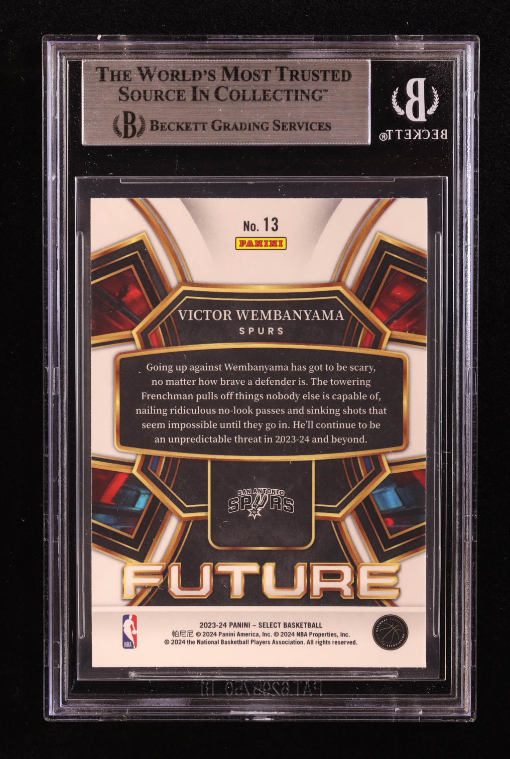Victor Wembanyama 2023-24 Select Future #13 RC (BGS 9) at PristineAuction.com Victor Wembanyama 2023-24 Select Future #13 RC (BGS 9) at PristineAuction.com