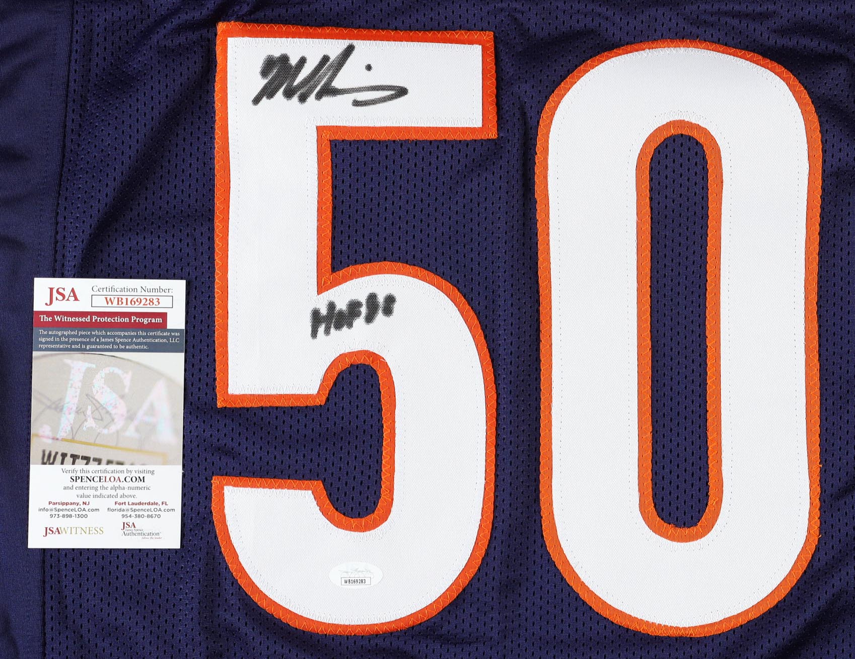 Mike Singletary Signed Career Highlight Stat Jersey Inscribed "HOF 98" (JSA) at PristineAuction.com Mike Singletary Signed Career Highlight Stat Jersey Inscribed "HOF 98" (JSA) at PristineAuction.com