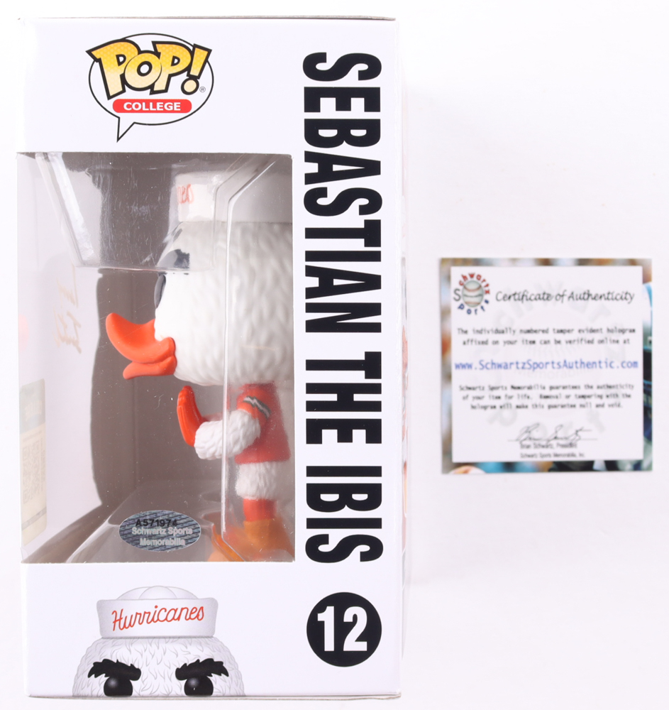 Vinny Testaverde Signed Miami Hurricanes #12 Sebastian The Ibis Funko Pop! Vinyl Figure (Schwartz) at PristineAuction.com Vinny Testaverde Signed Miami Hurricanes #12 Sebastian The Ibis Funko Pop! Vinyl Figure (Schwartz) at PristineAuction.com