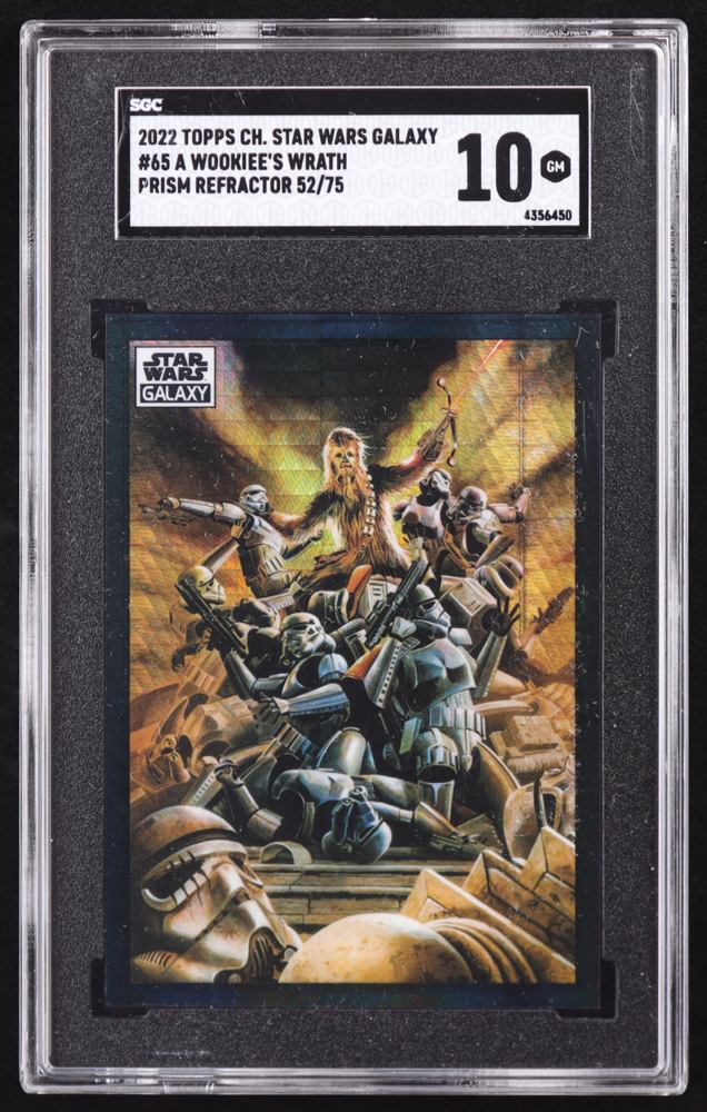 A Wookiee's Wrath 2022 Topps Chrome Star Wars Galaxy Prism Refractor #65 #52/75 (SGC 10) at PristineAuction.com A Wookiee's Wrath 2022 Topps Chrome Star Wars Galaxy Prism Refractor #65 #52/75 (SGC 10) at PristineAuction.com