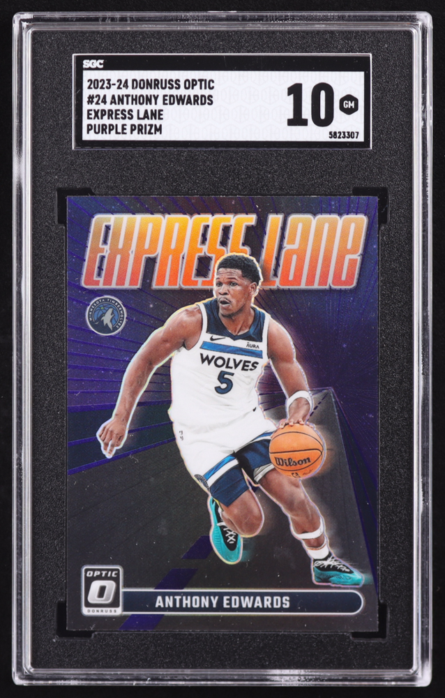 Anthony Edwards 2023-24 Donruss Optic Express Lane Purple #24 (SGC 10) at PristineAuction.com Anthony Edwards 2023-24 Donruss Optic Express Lane Purple #24 (SGC 10) at PristineAuction.com