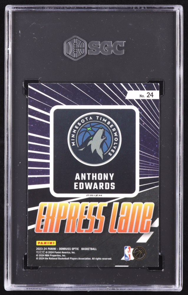 Anthony Edwards 2023-24 Donruss Optic Express Lane Purple #24 (SGC 10) at PristineAuction.com Anthony Edwards 2023-24 Donruss Optic Express Lane Purple #24 (SGC 10) at PristineAuction.com