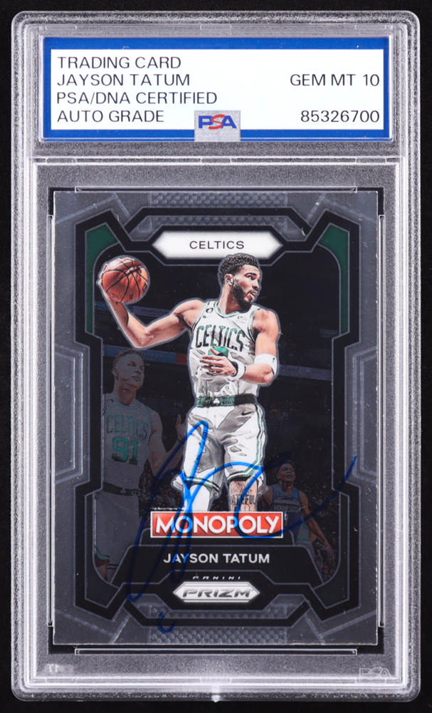 Jayson Tatum Signed 2023-24 Panini Prizm Monopoly #7 (PSA | Auto 10) at PristineAuction.com Jayson Tatum Signed 2023-24 Panini Prizm Monopoly #7 (PSA | Auto 10) at PristineAuction.com