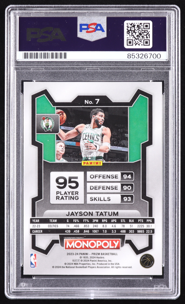 Jayson Tatum Signed 2023-24 Panini Prizm Monopoly #7 (PSA | Auto 10) at PristineAuction.com Jayson Tatum Signed 2023-24 Panini Prizm Monopoly #7 (PSA | Auto 10) at PristineAuction.com