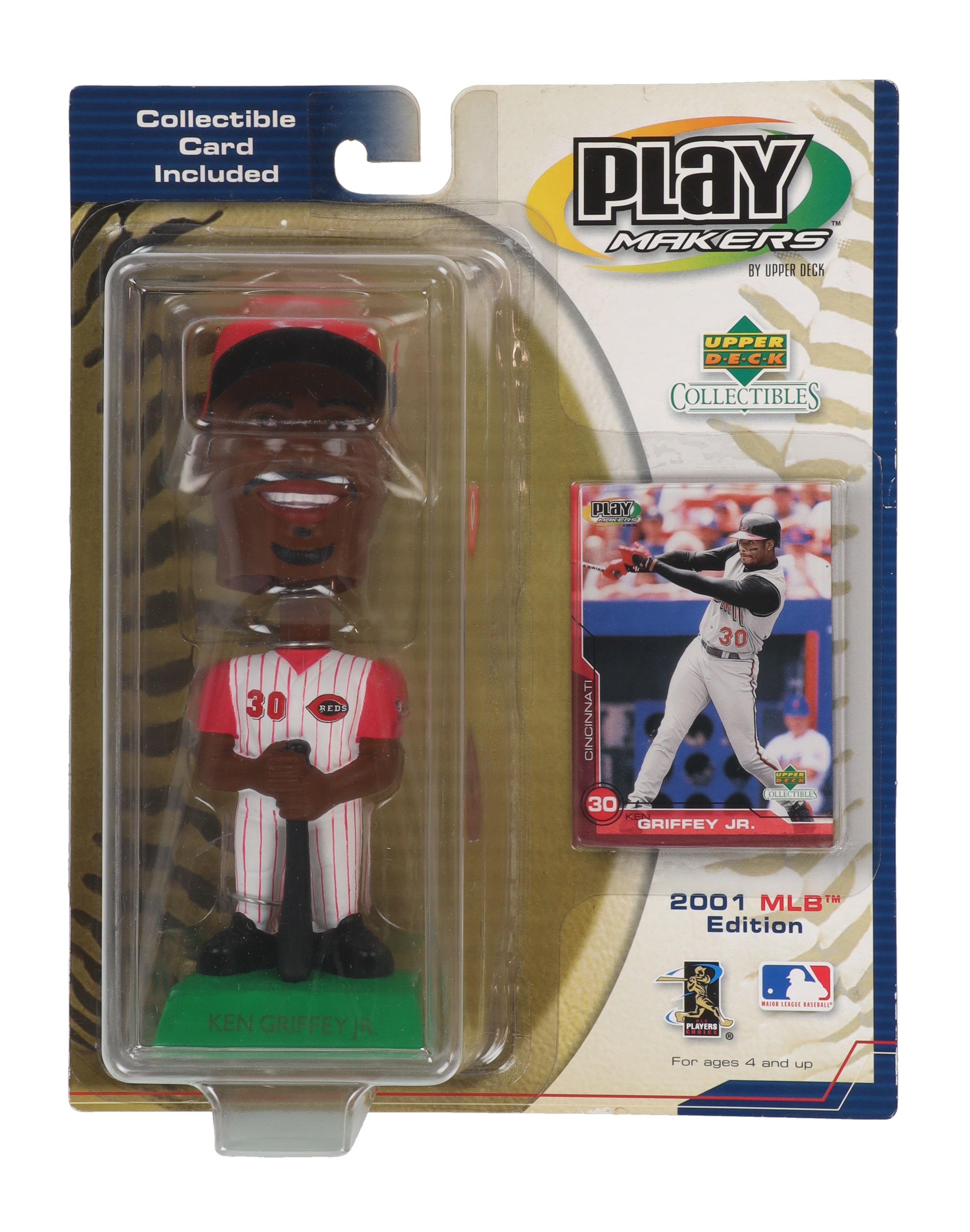 Ken Griffey Jr. 2001 Upper Deck Play Makers Bobble-Head Figure with Trading Card at PristineAuction.com Ken Griffey Jr. 2001 Upper Deck Play Makers Bobble-Head Figure with Trading Card at PristineAuction.com