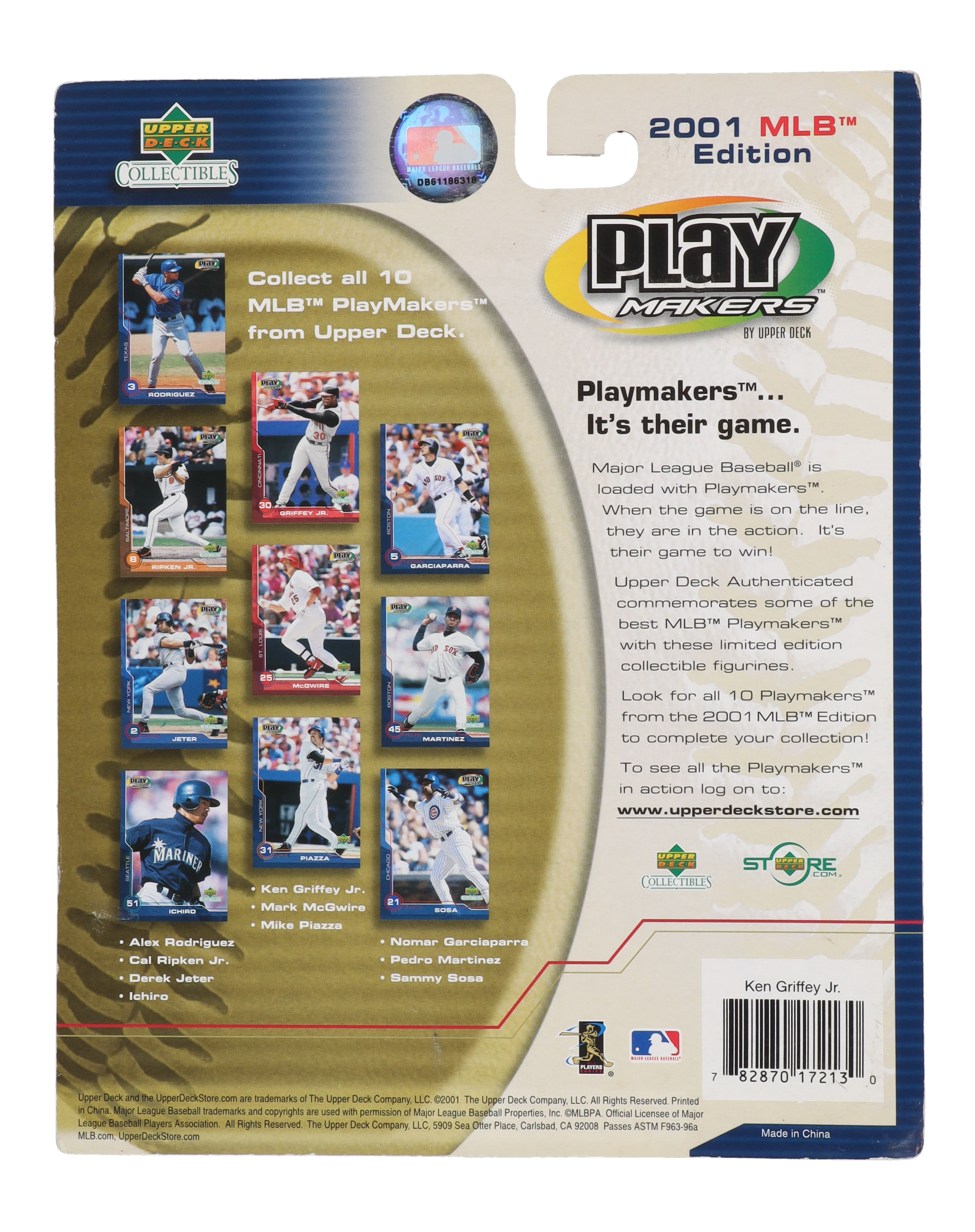 Ken Griffey Jr. 2001 Upper Deck Play Makers Bobble-Head Figure with Trading Card at PristineAuction.com Ken Griffey Jr. 2001 Upper Deck Play Makers Bobble-Head Figure with Trading Card at PristineAuction.com