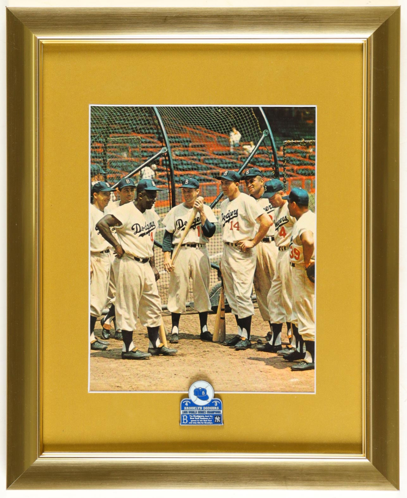 Jackie Robinson & 1955 Dodgers Custom Framed Photo Display With 1955