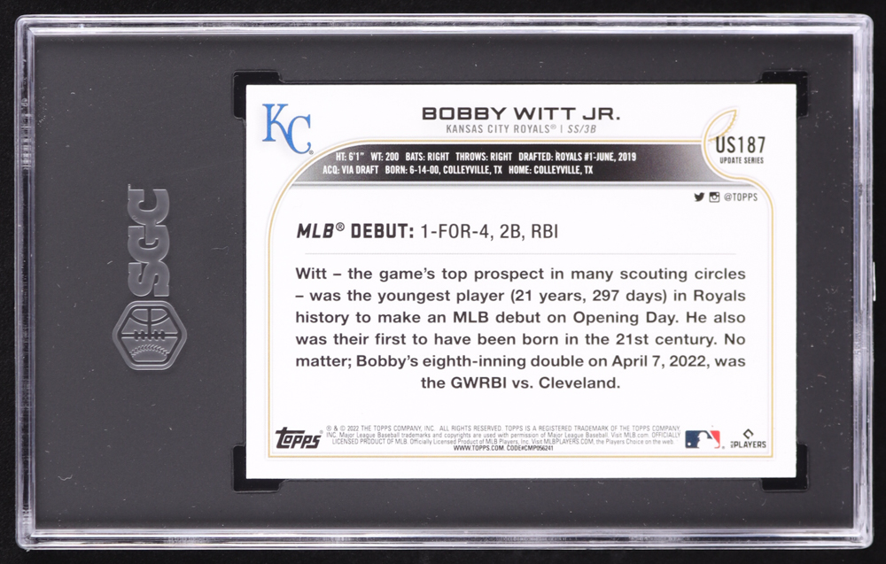 Bobby Witt Jr. 2022 Topps Update #US187 RD RC (SGC 9.5) at PristineAuction.com Bobby Witt Jr. 2022 Topps Update #US187 RD RC (SGC 9.5) at PristineAuction.com