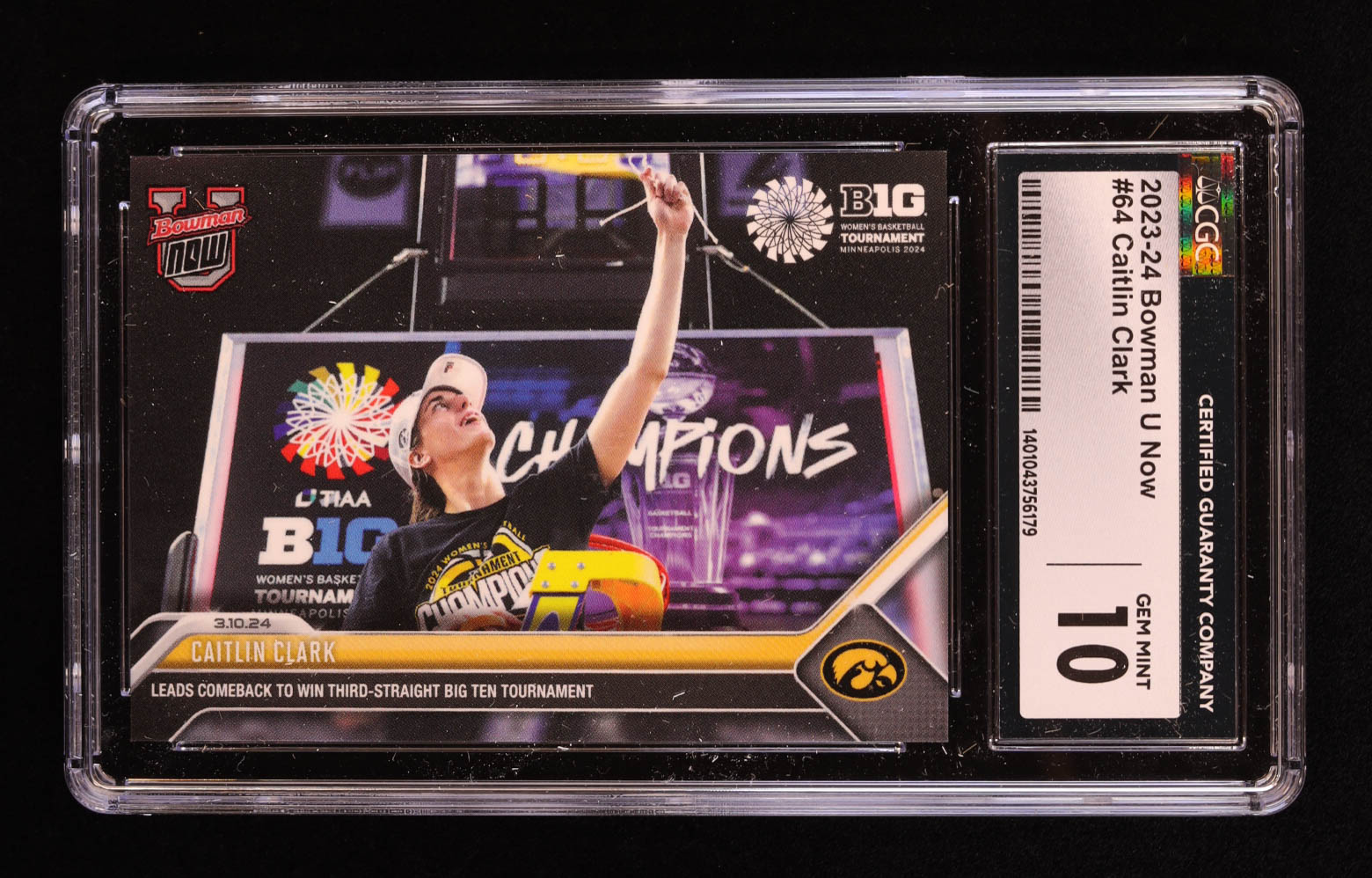 Caitlin Clark 2023-24 Bowman University Now #64 RC (CGC 10) at PristineAuction.com Caitlin Clark 2023-24 Bowman University Now #64 RC (CGC 10) at PristineAuction.com