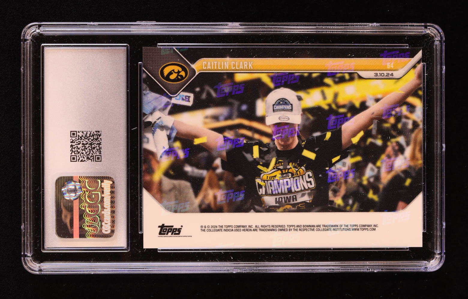 Caitlin Clark 2023-24 Bowman University Now #64 RC (CGC 10) at PristineAuction.com Caitlin Clark 2023-24 Bowman University Now #64 RC (CGC 10) at PristineAuction.com