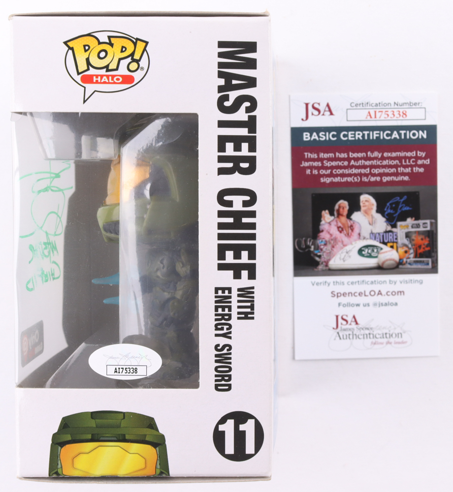 Steve Downes Signed "Halo" #11 Master Chief with Energy Sword Funko Pop! Vinyl Figure Inscribed "Master Chief 117" (JSA) at PristineAuction.com Steve Downes Signed "Halo" #11 Master Chief with Energy Sword Funko Pop! Vinyl Figure Inscribed "Master Chief 117" (JSA) at PristineAuction.com