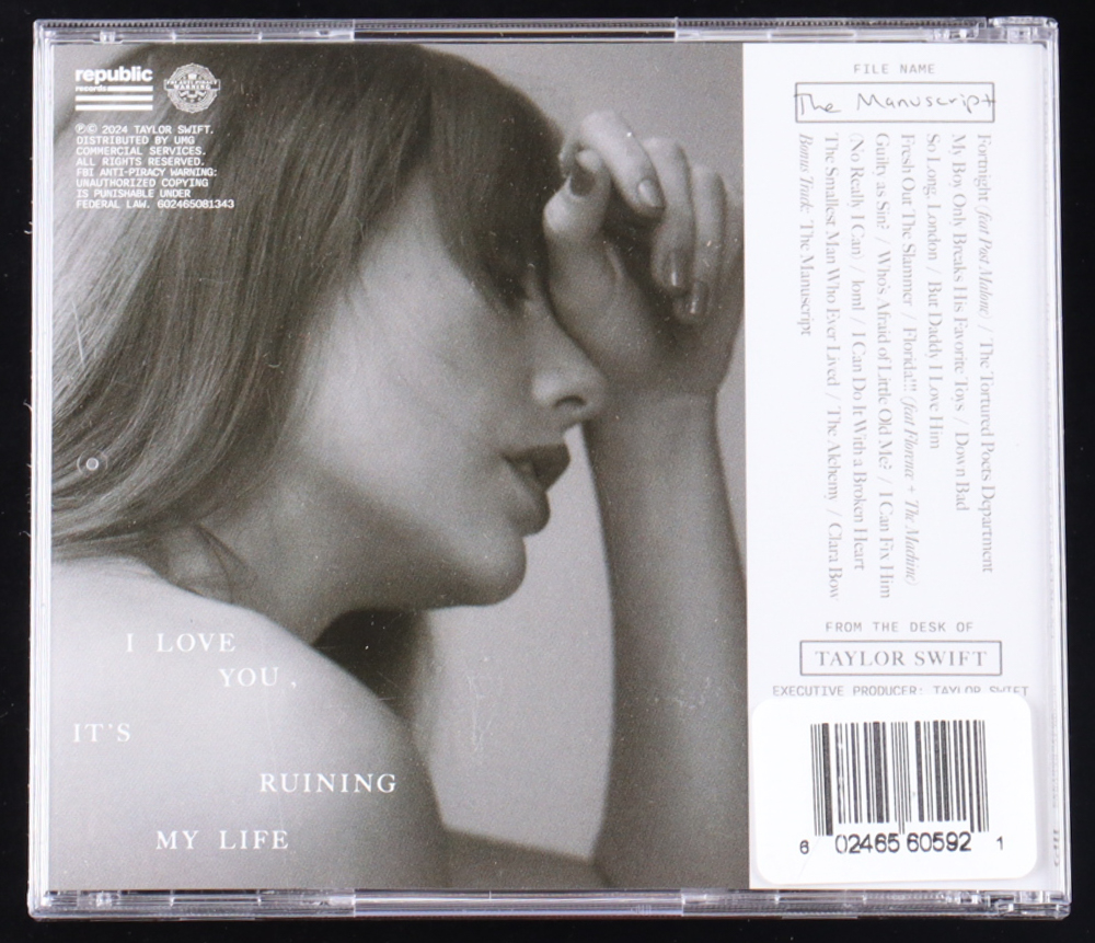 Taylor Swift Signed "The Tortured Poets Department" Custom Framed CD Album Insert Display with Disc and CD Case (Beckett) at PristineAuction.com Taylor Swift Signed "The Tortured Poets Department" Custom Framed CD Album Insert Display with Disc and CD Case (Beckett) at PristineAuction.com