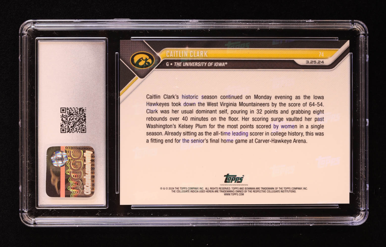 Caitlin Clark 2023-24 Bowman University Now #61 RC (CGC 10) at PristineAuction.com Caitlin Clark 2023-24 Bowman University Now #61 RC (CGC 10) at PristineAuction.com