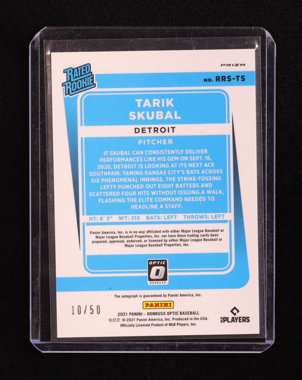 Tarik Skubal 2021 Donruss Optic Rated Rookie Signatures Red #RRSTS RC #10/50 at PristineAuction.com Tarik Skubal 2021 Donruss Optic Rated Rookie Signatures Red #RRSTS RC #10/50 at PristineAuction.com