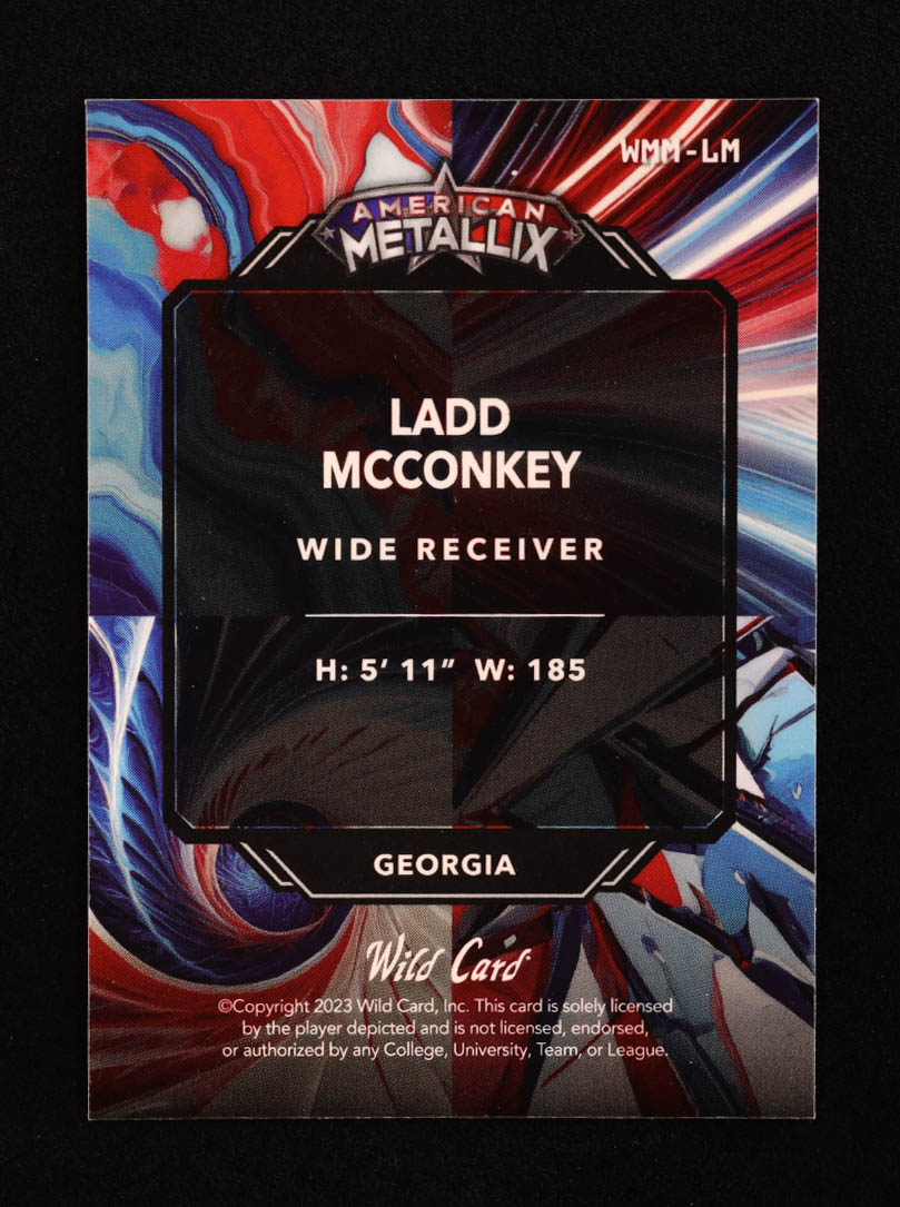 Ladd McConkey 2023 Wild Card American Metallix Marble Wave #LM RC #2/2 at PristineAuction.com Ladd McConkey 2023 Wild Card American Metallix Marble Wave #LM RC #2/2 at PristineAuction.com