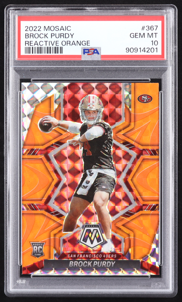 Brock Purdy 2022 Panini Mosaic Mosaic Reactive Orange #367 RC (PSA 10) at PristineAuction.com Brock Purdy 2022 Panini Mosaic Mosaic Reactive Orange #367 RC (PSA 10) at PristineAuction.com