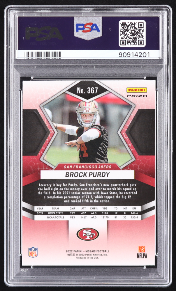 Brock Purdy 2022 Panini Mosaic Mosaic Reactive Orange #367 RC (PSA 10) at PristineAuction.com Brock Purdy 2022 Panini Mosaic Mosaic Reactive Orange #367 RC (PSA 10) at PristineAuction.com
