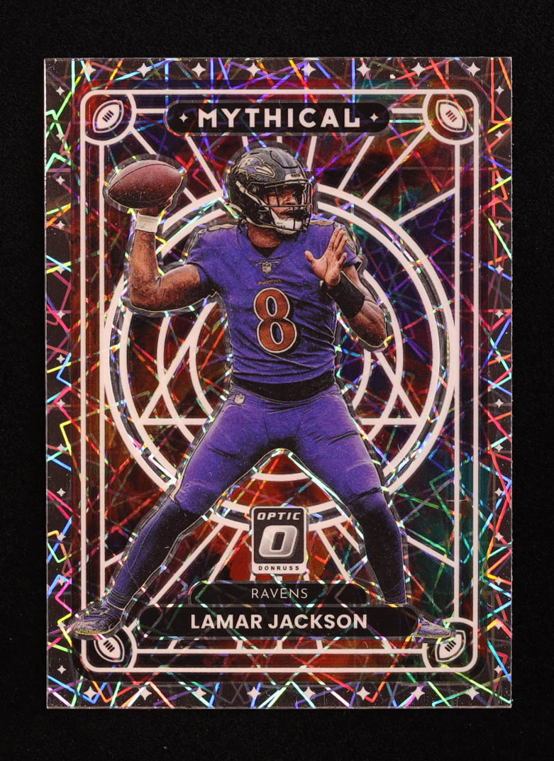 Lamar Jackson 2022 Donruss Optic Mythical Laser #4 at PristineAuction.com Lamar Jackson 2022 Donruss Optic Mythical Laser #4 at PristineAuction.com