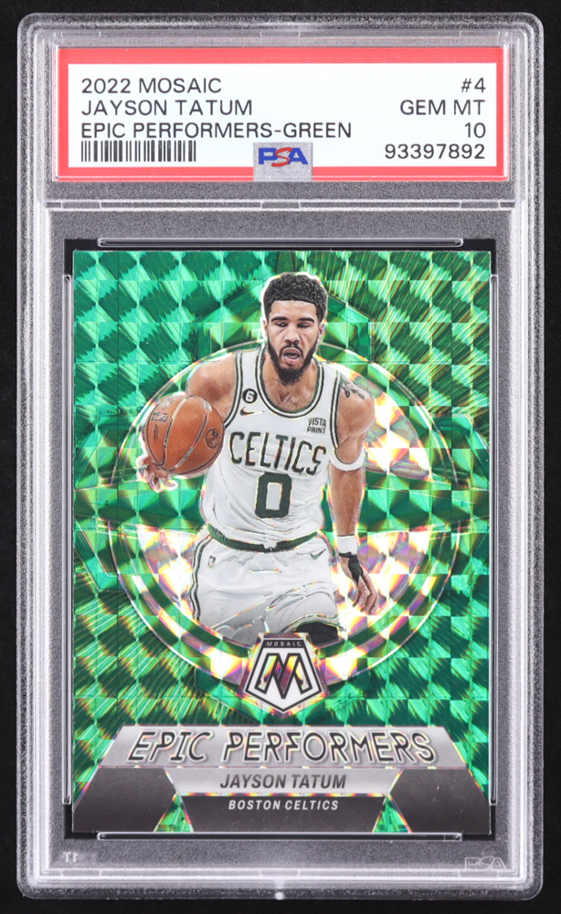 Jayson Tatum 2022-23 Panini Mosaic Epic Performers Mosaic Green #4 (PSA 10) at PristineAuction.com Jayson Tatum 2022-23 Panini Mosaic Epic Performers Mosaic Green #4 (PSA 10) at PristineAuction.com