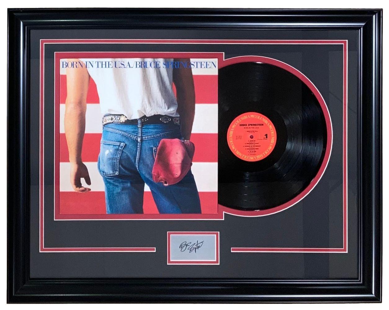 Bruce Springsteen "Born In The USA" Custom Framed Vinyl Record Album Cover with Laser Engraved Signature at PristineAuction.com Bruce Springsteen "Born In The USA" Custom Framed Vinyl Record Album Cover with Laser Engraved Signature at PristineAuction.com