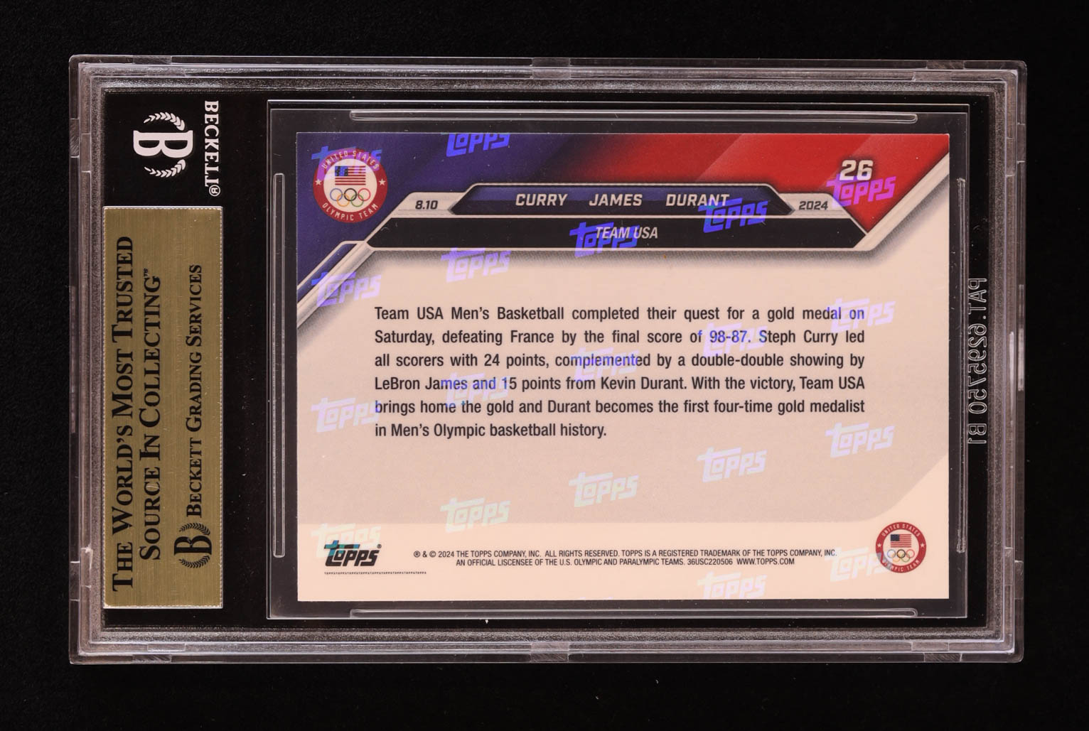 Stephen Curry / LeBron James / Kevin Durant 2024 Topps Now Olympic Games #26 (BGS 9.5) at PristineAuction.com Stephen Curry / LeBron James / Kevin Durant 2024 Topps Now Olympic Games #26 (BGS 9.5) at PristineAuction.com