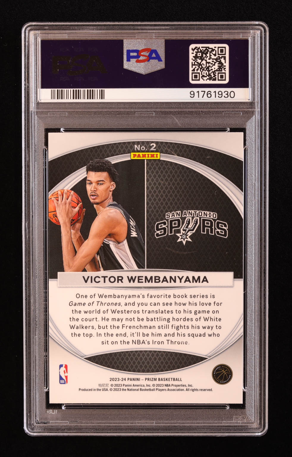 Victor Wembanyama 2023-24 Panini Prizm Global Reach #2 RC (PSA 9) at PristineAuction.com Victor Wembanyama 2023-24 Panini Prizm Global Reach #2 RC (PSA 9) at PristineAuction.com