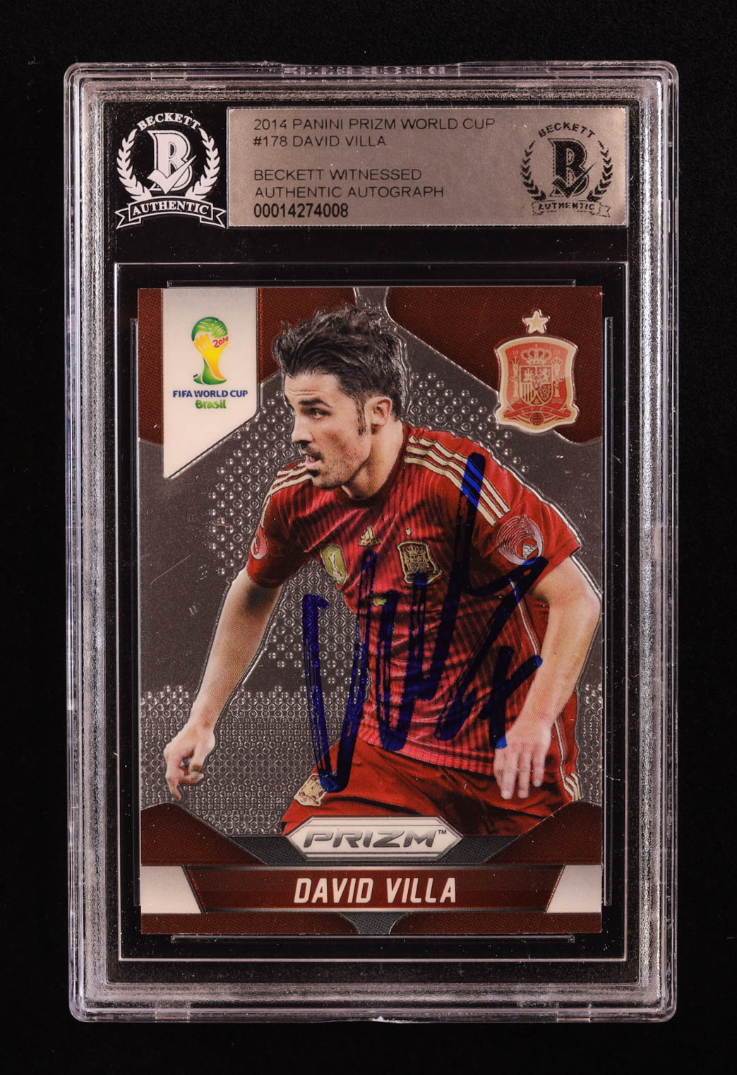 David Villa Signed 2014 Panini Prizm World Cup #178 (BGS) at PristineAuction.com David Villa Signed 2014 Panini Prizm World Cup #178 (BGS) at PristineAuction.com