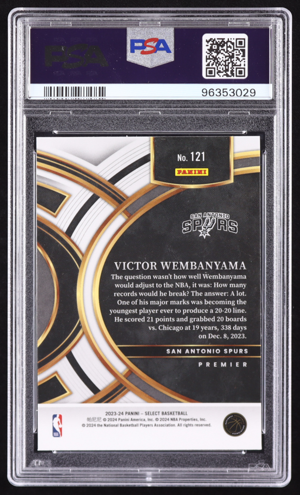 Victor Wembanyama 2023-24 Select Blue #121 RC (PSA 10) at PristineAuction.com Victor Wembanyama 2023-24 Select Blue #121 RC (PSA 10) at PristineAuction.com