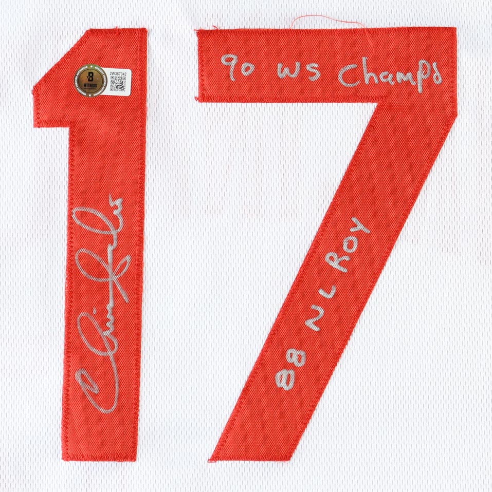 Chris Sabo Signed Jersey Inscribed "90 WS Champs" & "88 NL ROY" (Beckett) at PristineAuction.com Chris Sabo Signed Jersey Inscribed "90 WS Champs" & "88 NL ROY" (Beckett) at PristineAuction.com