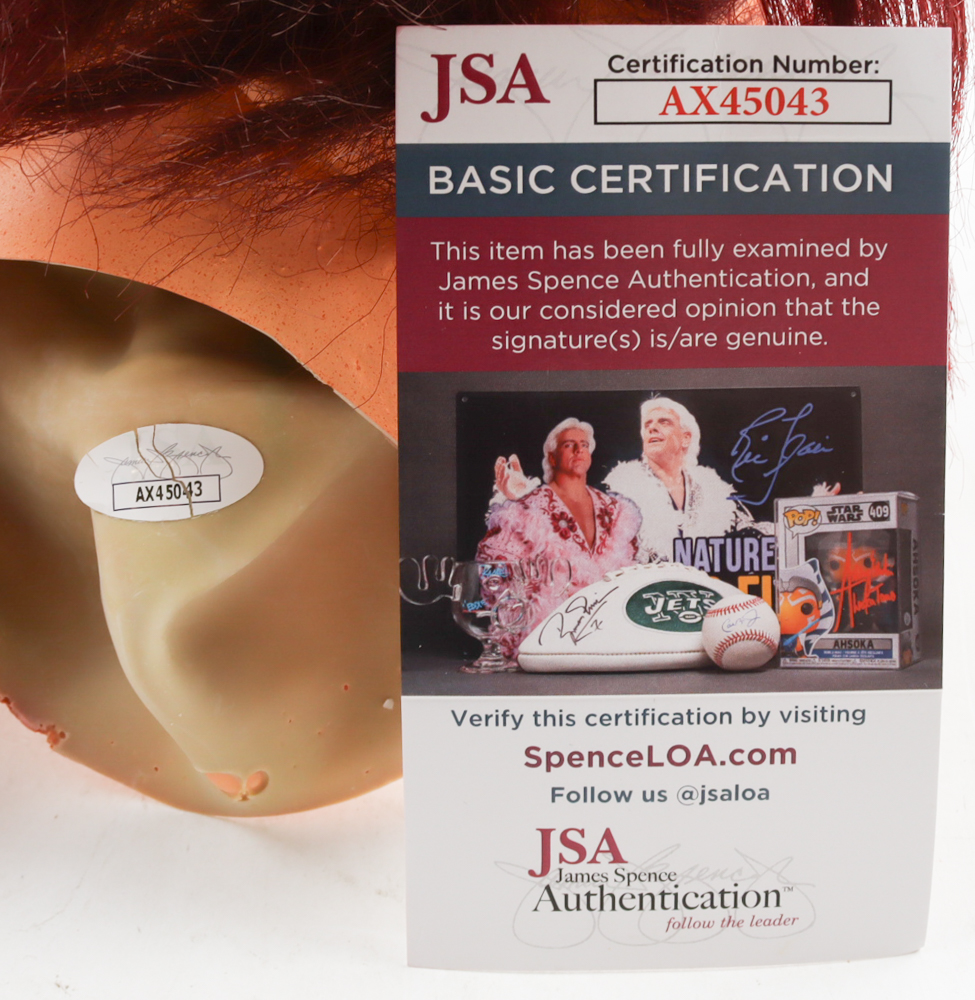 Alex Vincent Signed "Child's Play" Chucky Mask Inscribed "Andy" & "Chucky Didi It" (JSA) at PristineAuction.com Alex Vincent Signed "Child's Play" Chucky Mask Inscribed "Andy" & "Chucky Didi It" (JSA) at PristineAuction.com