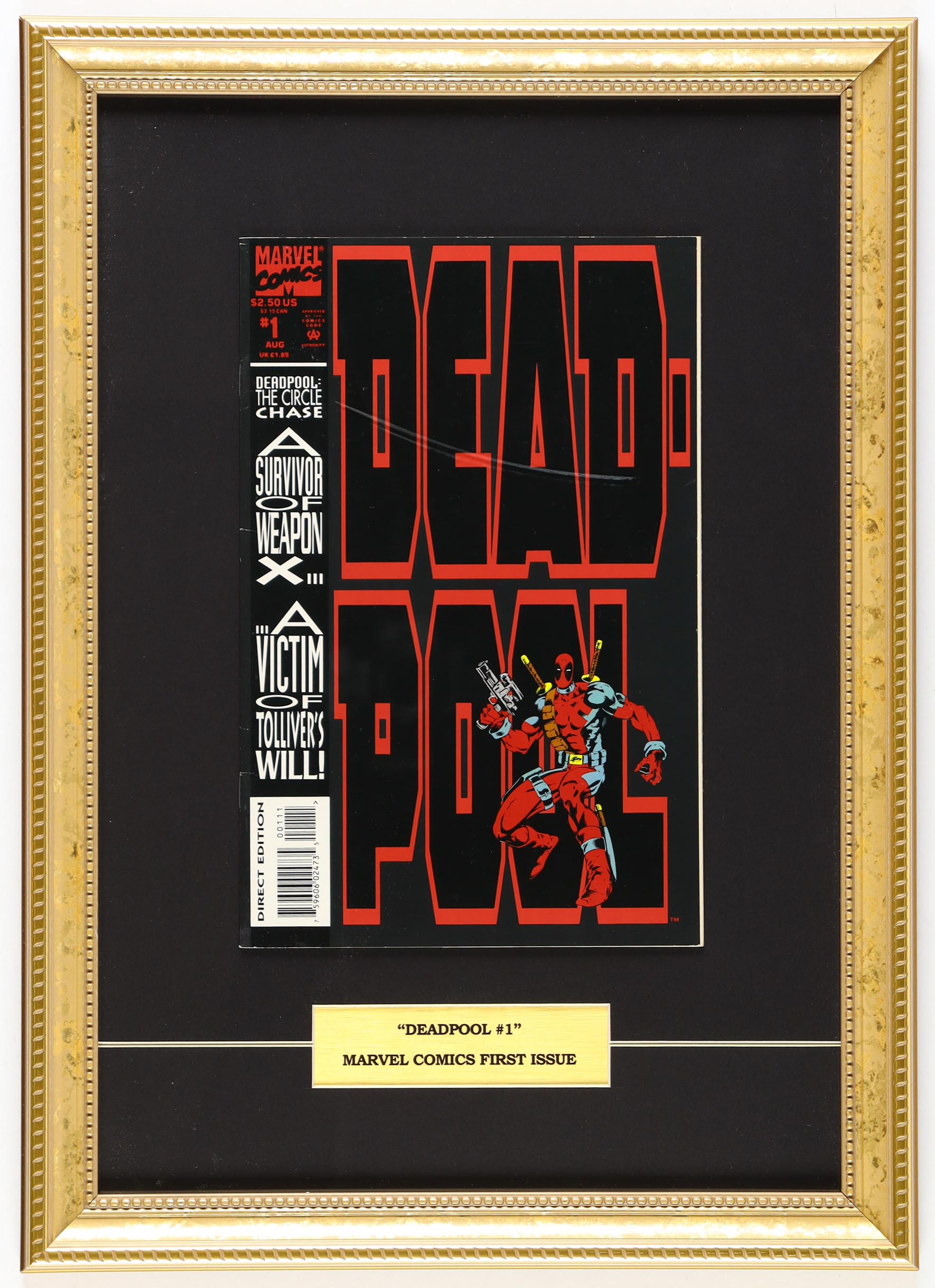 1993 "Deadpool - The Circle Chase" Issue #1 Marvel Custom Framed Comic Book Display at PristineAuction.com 1993 "Deadpool - The Circle Chase" Issue #1 Marvel Custom Framed Comic Book Display at PristineAuction.com