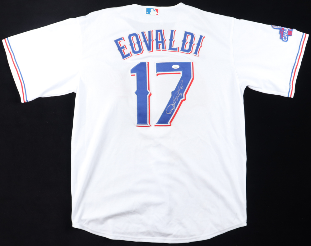 Nathan Eovaldi Signed Jersey With 2023 World Series Patch (JSA) at PristineAuction.com Nathan Eovaldi Signed Jersey With 2023 World Series Patch (JSA) at PristineAuction.com