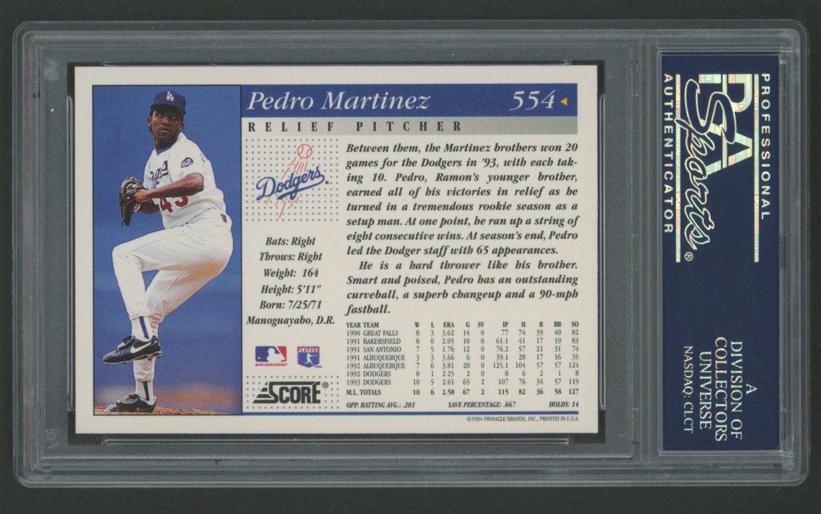 Pedro Martinez Signed 1993 Score #554 (PSA) at PristineAuction.com Pedro Martinez Signed 1993 Score #554 (PSA) at PristineAuction.com