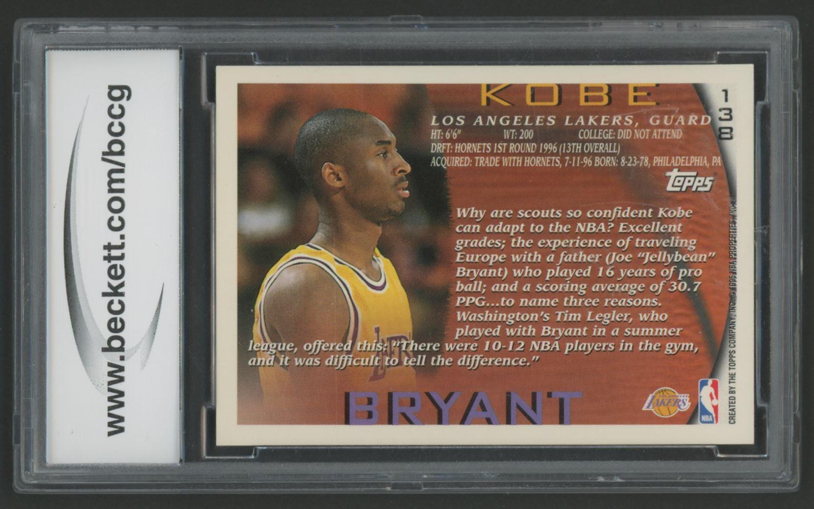 Kobe Bryant 1996-97 Topps #138 RC (BCCG 10) at PristineAuction.com Kobe Bryant 1996-97 Topps #138 RC (BCCG 10) at PristineAuction.com