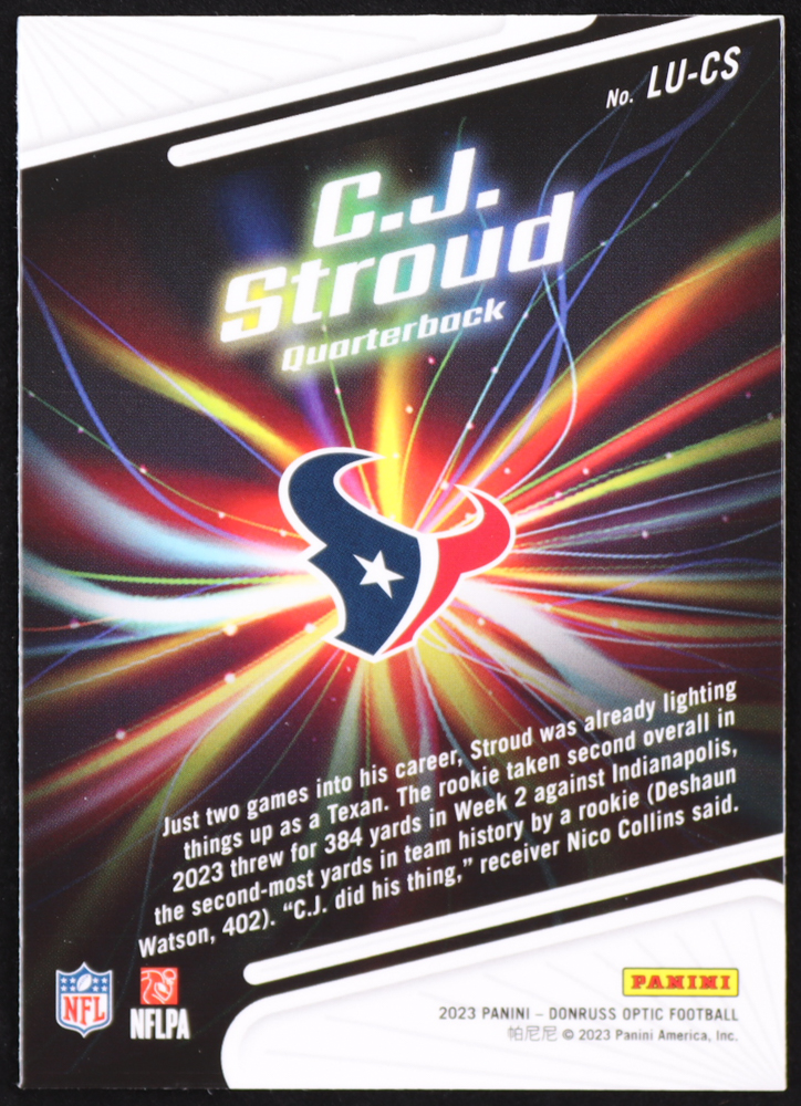 CJ Stroud 2023 Donruss Optic Light It Up #13 RC at PristineAuction.com CJ Stroud 2023 Donruss Optic Light It Up #13 RC at PristineAuction.com