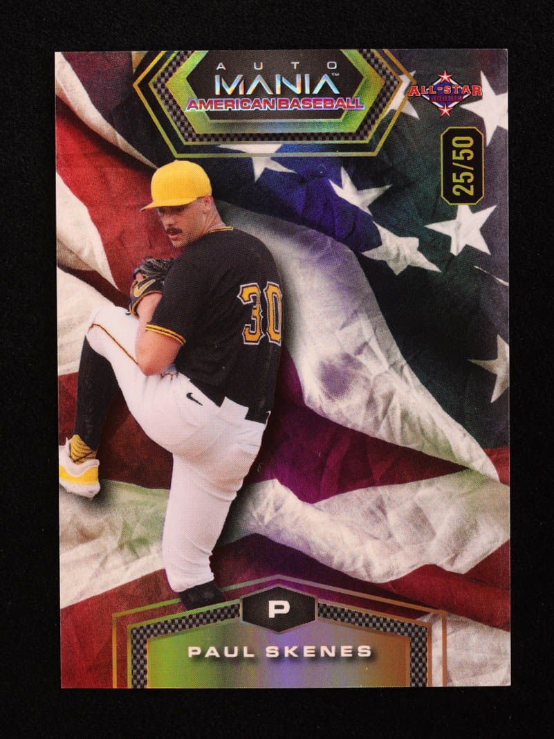 Paul Skenes 2024 Wild Card Auto Mania American Flag Refractor #AMAHPS RC #25/50 at PristineAuction.com Paul Skenes 2024 Wild Card Auto Mania American Flag Refractor #AMAHPS RC #25/50 at PristineAuction.com