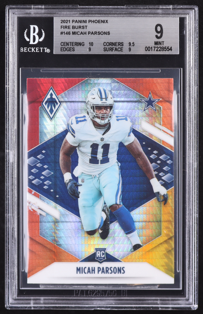 Micah Parsons 2021 Panini Phoenix Fire Burst #146 RC (BGS 9) at PristineAuction.com Micah Parsons 2021 Panini Phoenix Fire Burst #146 RC (BGS 9) at PristineAuction.com